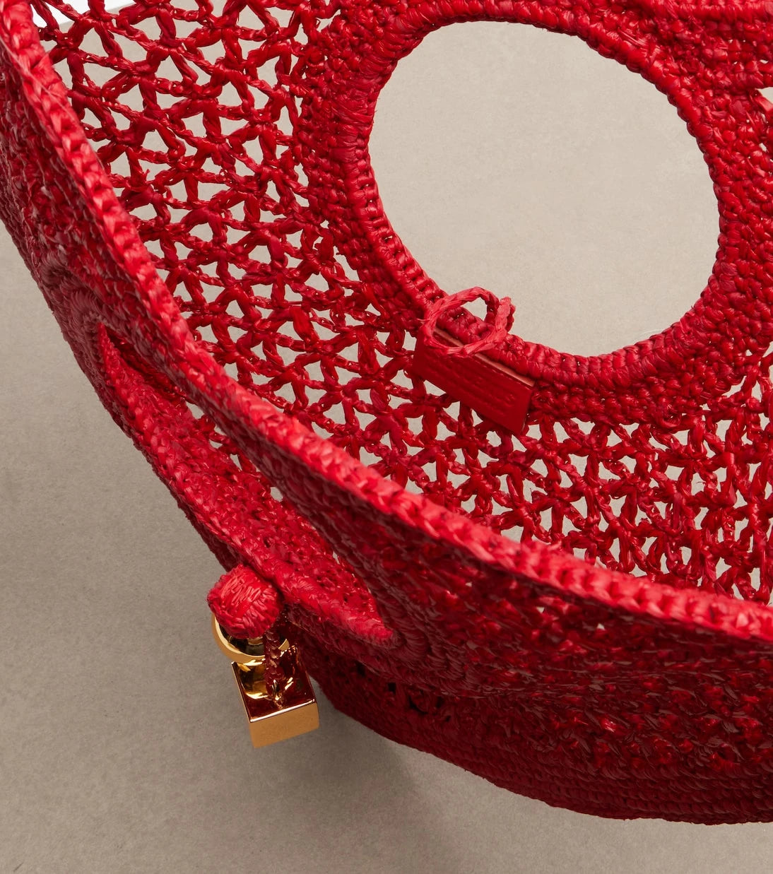 Jacquemus - Spiaggia Cœur Small raffia top-handle bag