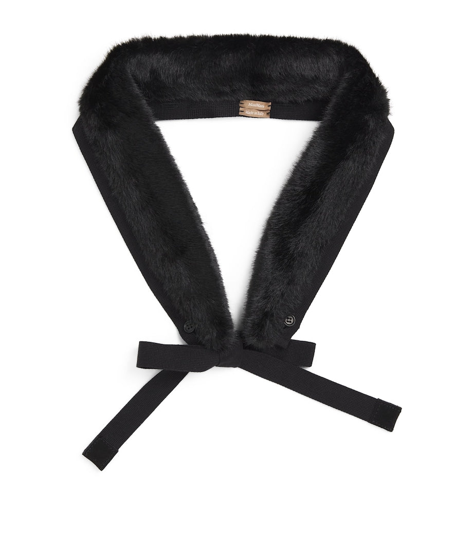 Max Mara Black Faux Fur Hood Trim