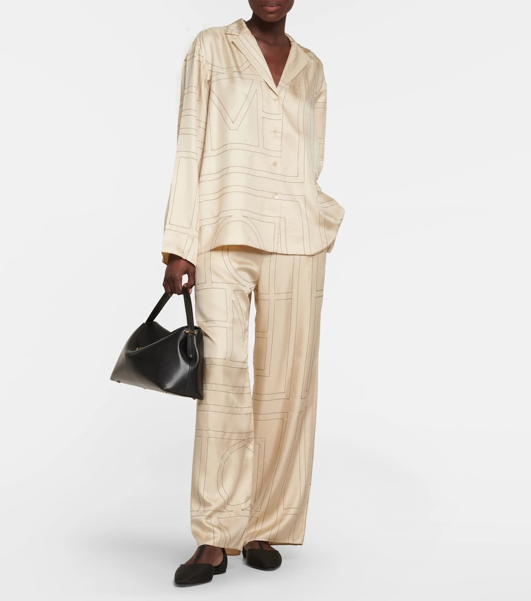 Toteme - Logo wide-leg silk pants