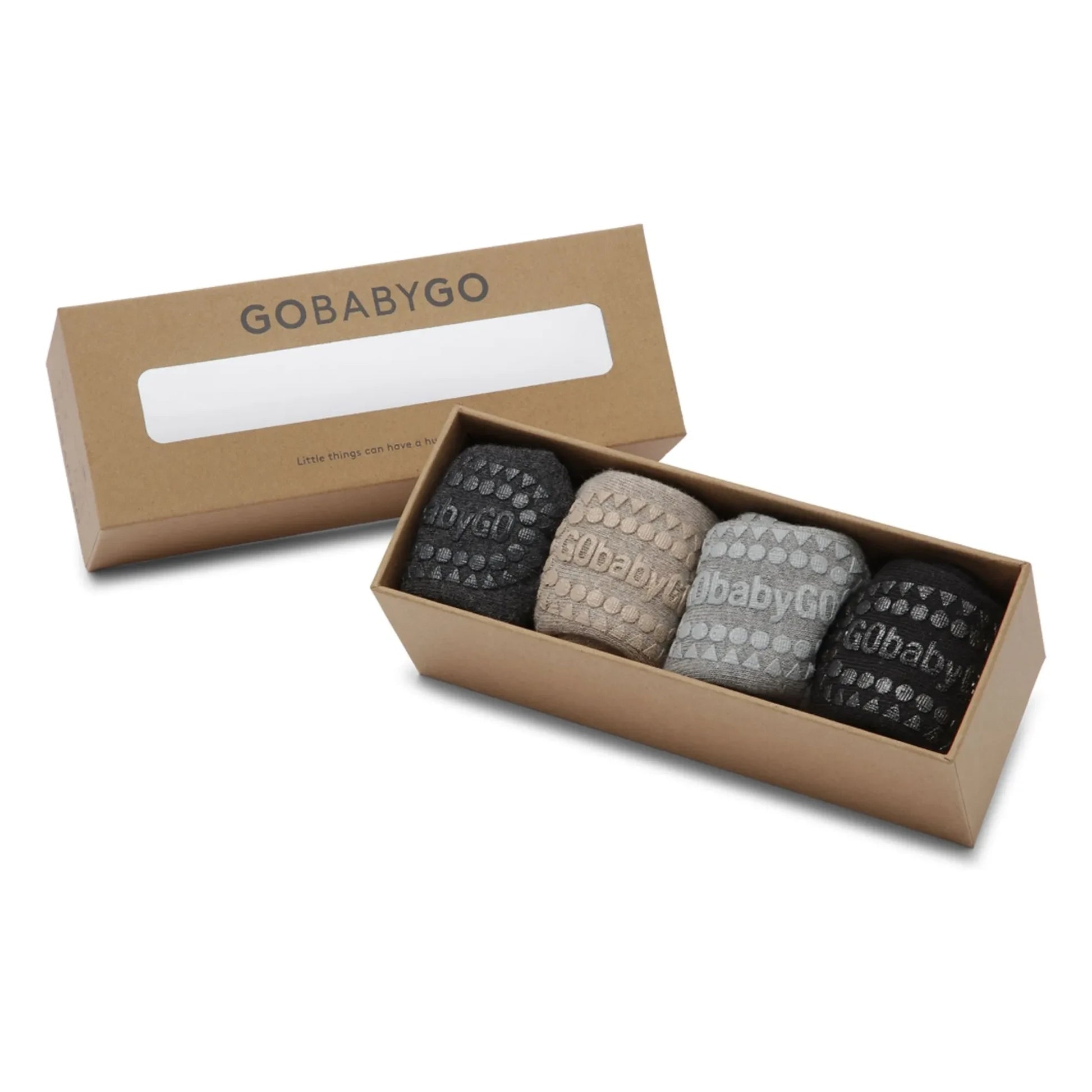 GOBABYGO - Combo Box 4 Organic Cotton Socks | Grey