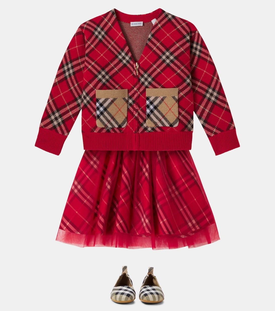 Burberry Kids - Burberry Check wool cardigan