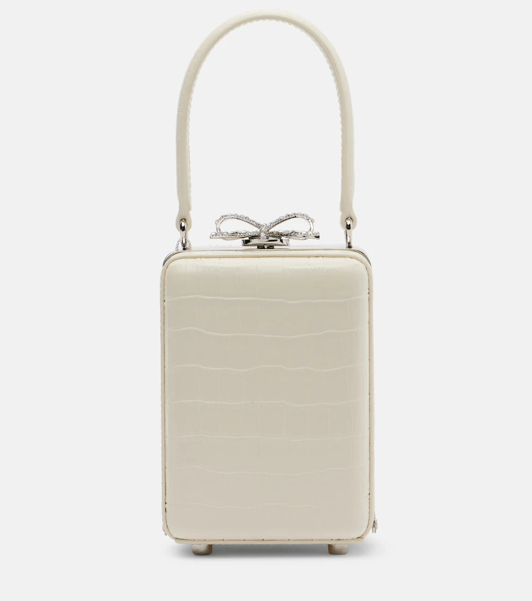 Self-Portrait - Micro croc-effect embellished leather tote bag