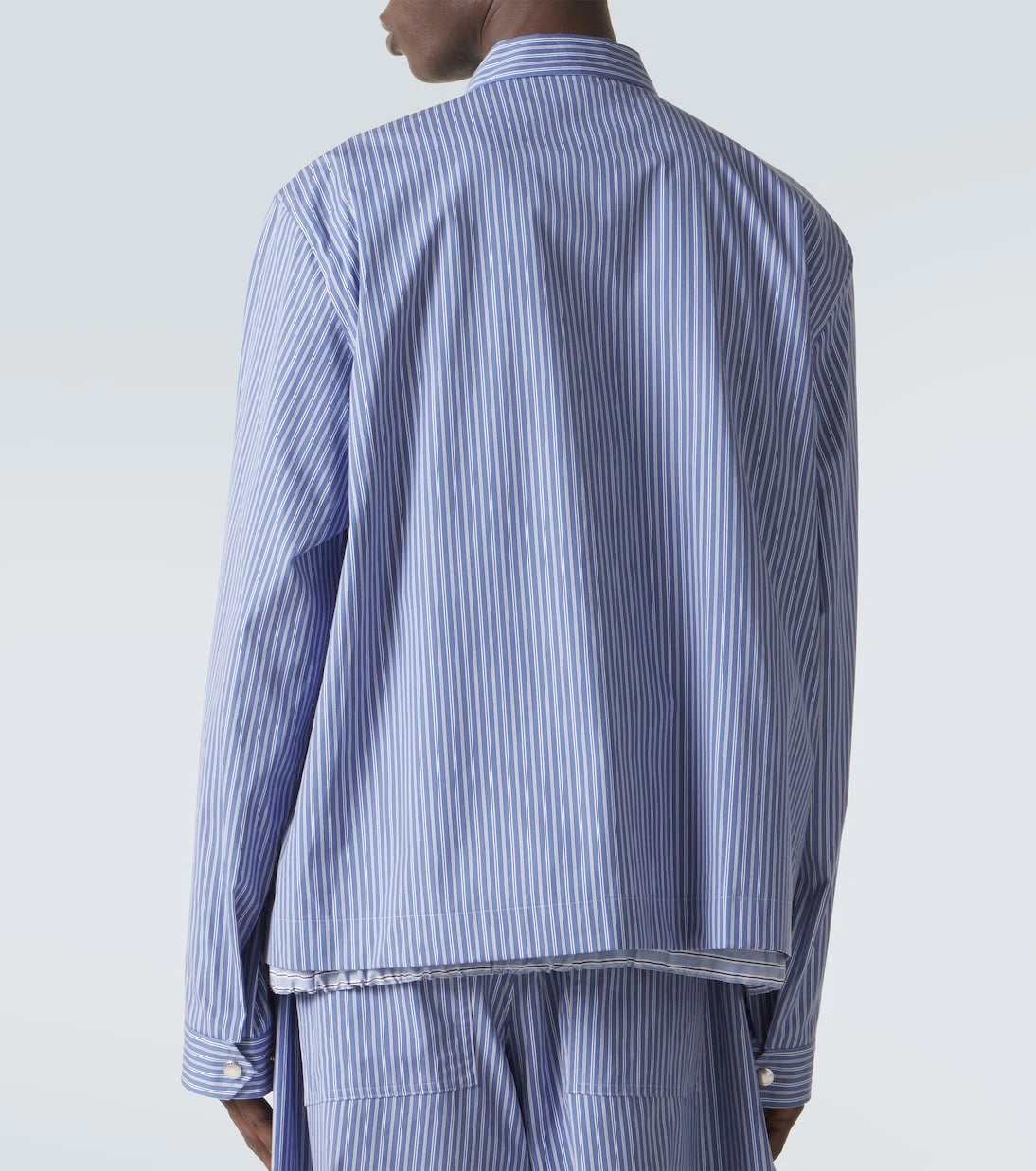 Sacai - Çizgili pamuk poplin bluzon ceket