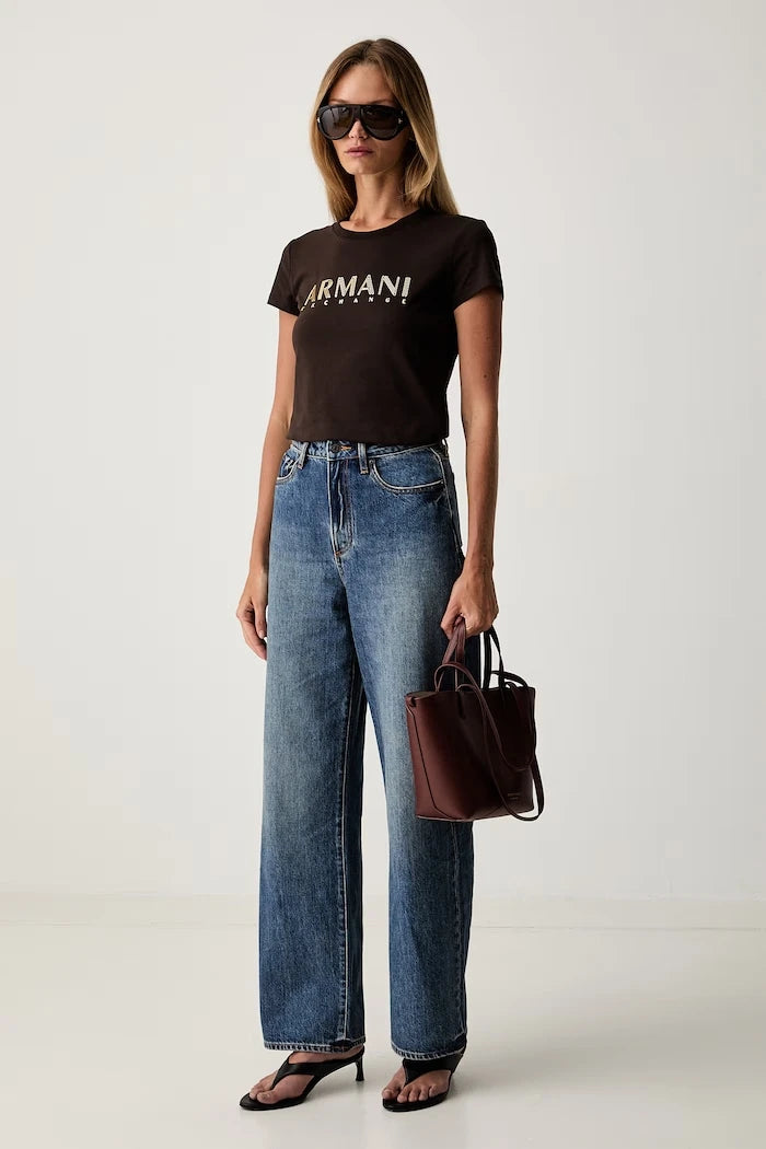 Armani Exchange pamuk ve elastanlı kadın tişörtü