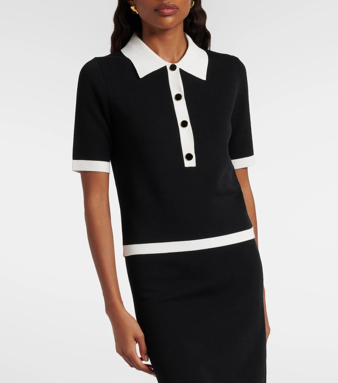Nina Ricci - Ribbed-knit polo shirt