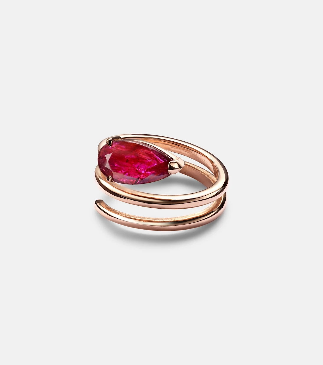 Shay Jewelry - Ruby Pear 18kt rose gold ring with ruby