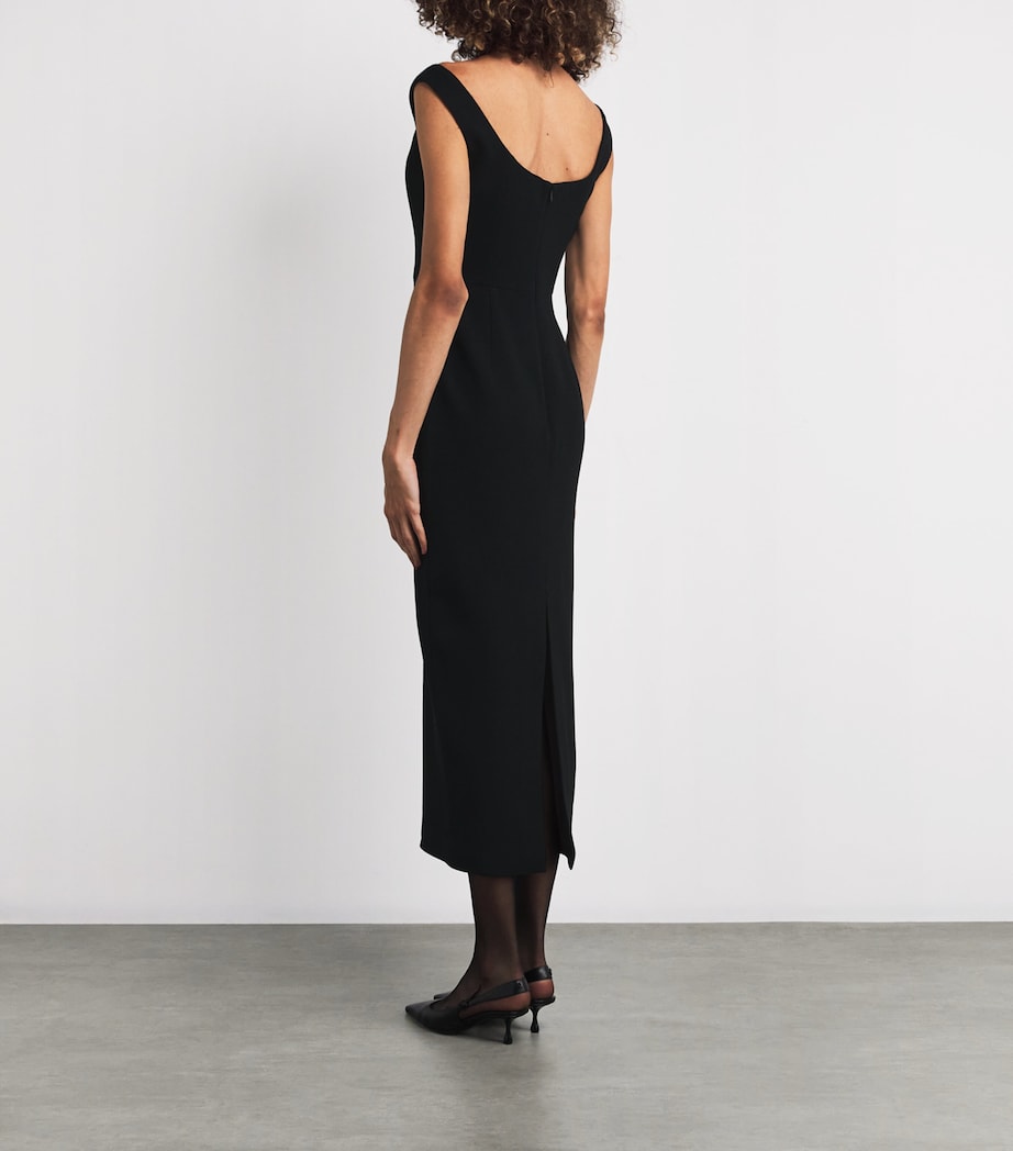 Roland Mouret Black Wool-Lace Midi Dress