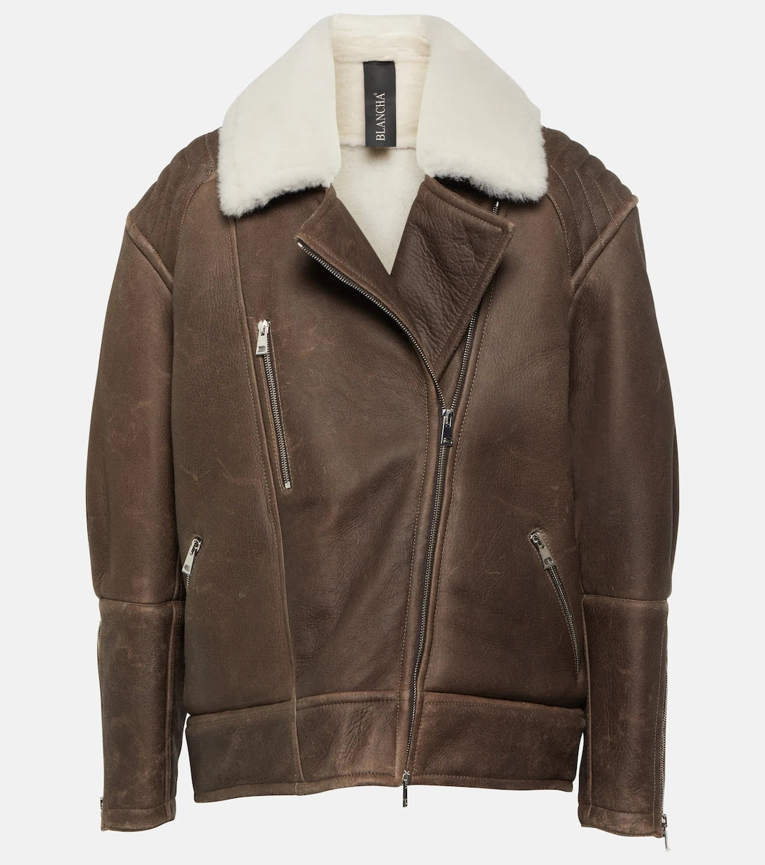 Blancha - Shearling-trimmed leather jacket