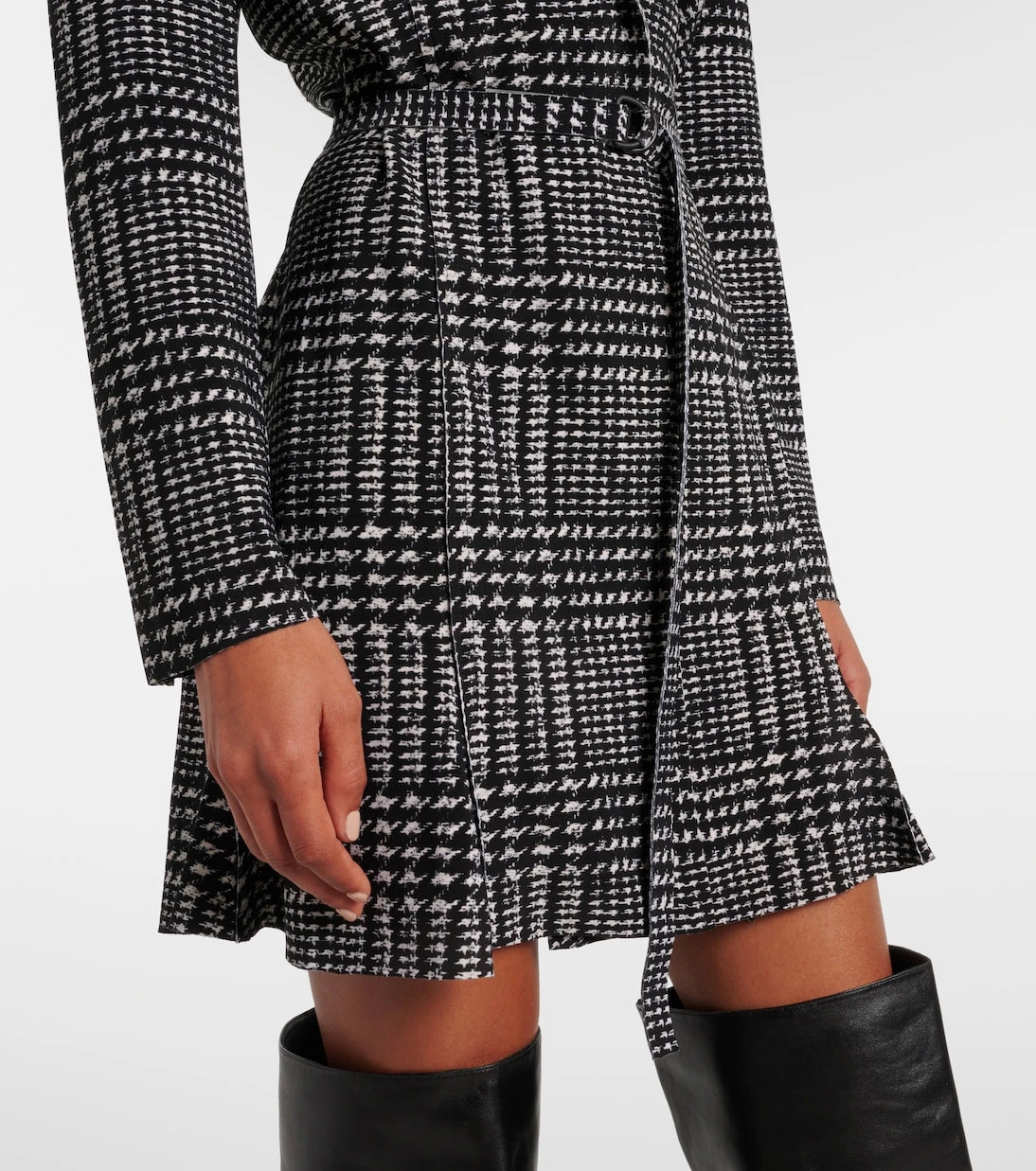 Norma Kamali - Belted plaid minidress