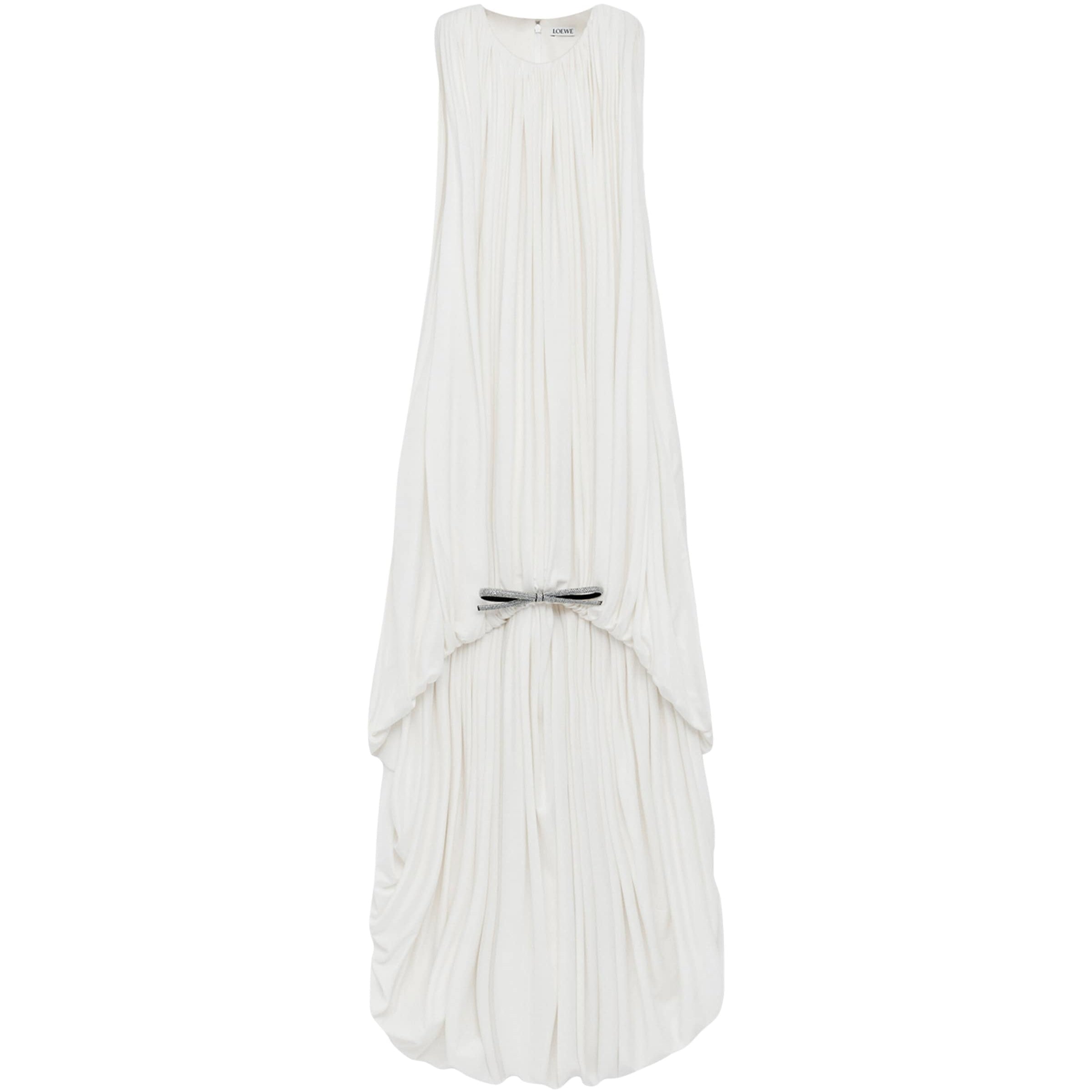 LOEWE White Silk Draped Mini Dress