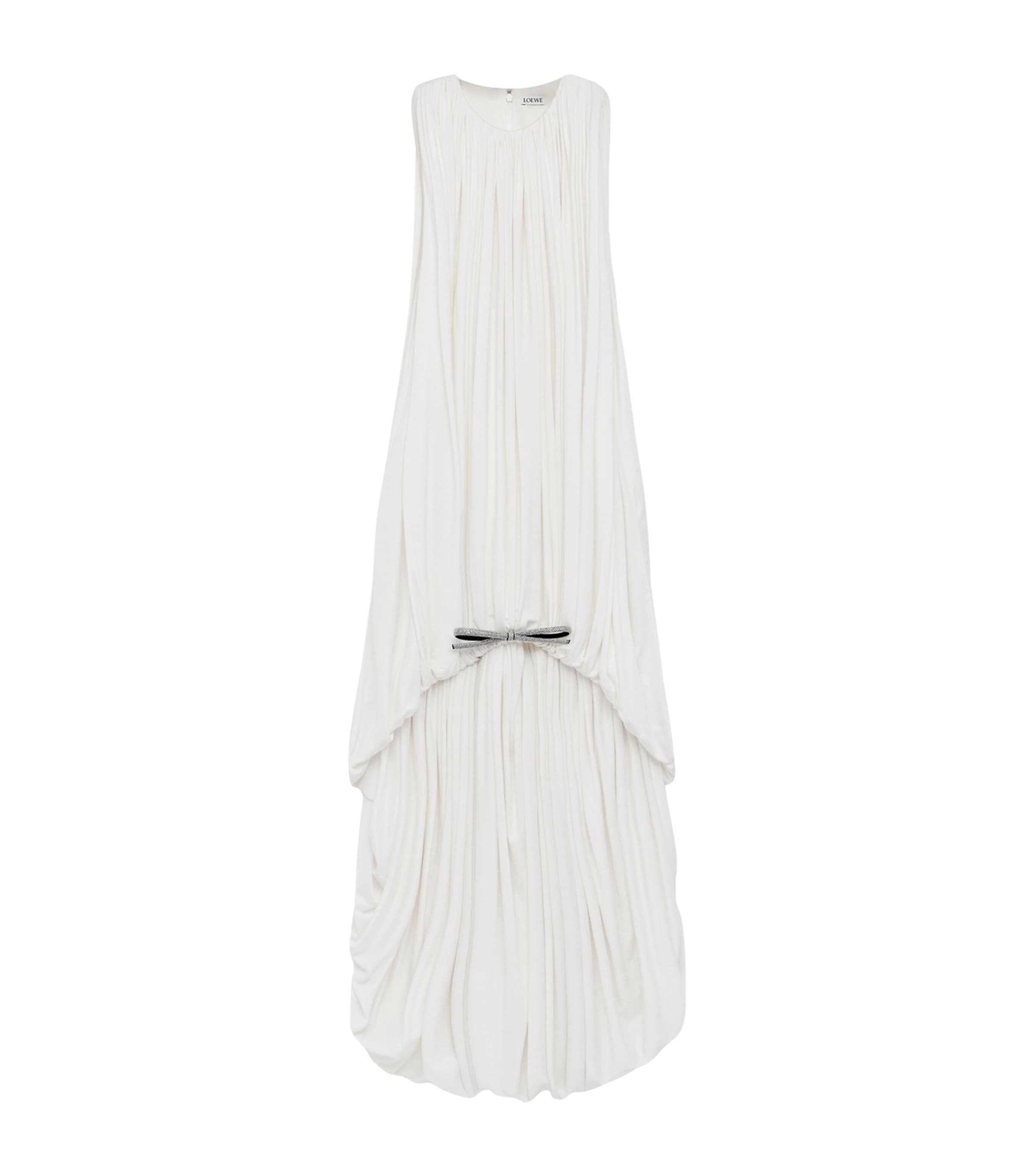 LOEWE White Silk Draped Mini Dress