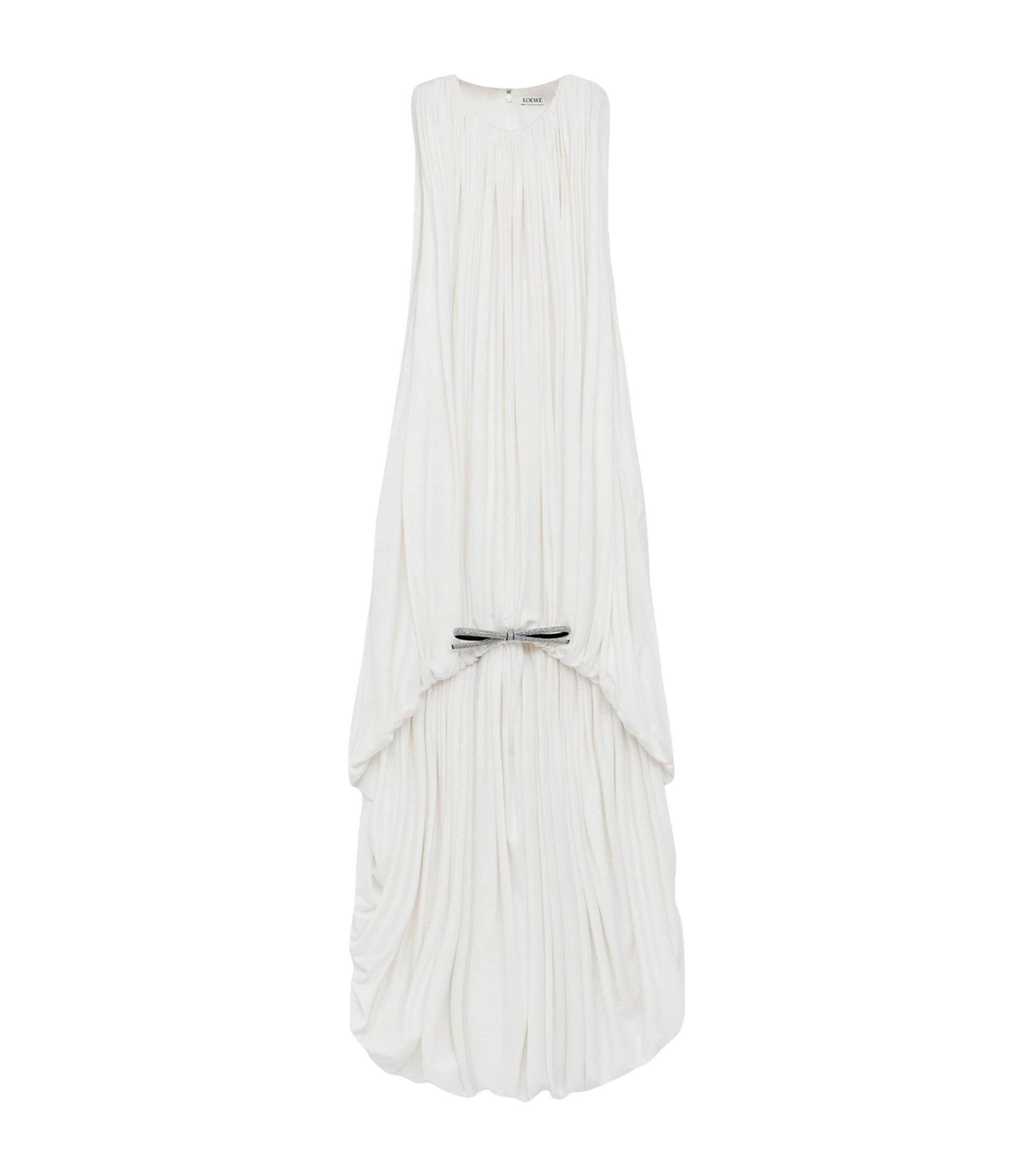 LOEWE White Silk Draped Mini Dress