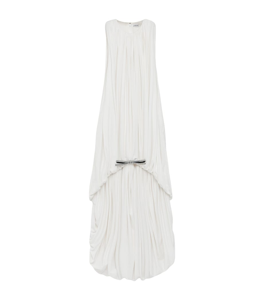 LOEWE White Silk Draped Mini Dress