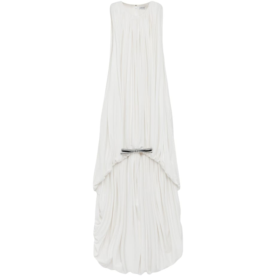 LOEWE White Silk Draped Mini Dress