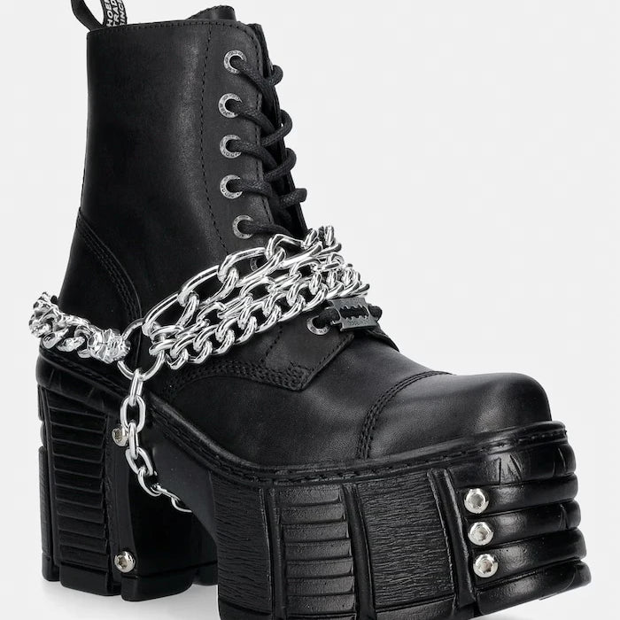 New Rock kalın topuklu kadın deri botları ITALI NEGRO, TOWER MAX + TORNILLO AD-2984