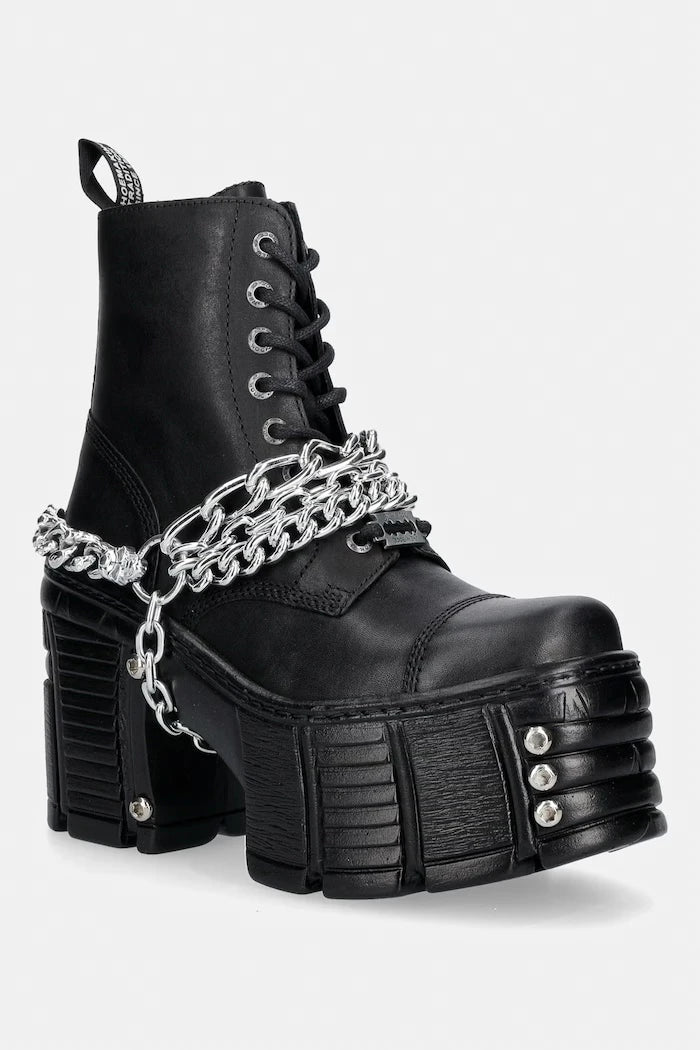 New Rock kalın topuklu kadın deri botları ITALI NEGRO, TOWER MAX + TORNILLO AD-2984