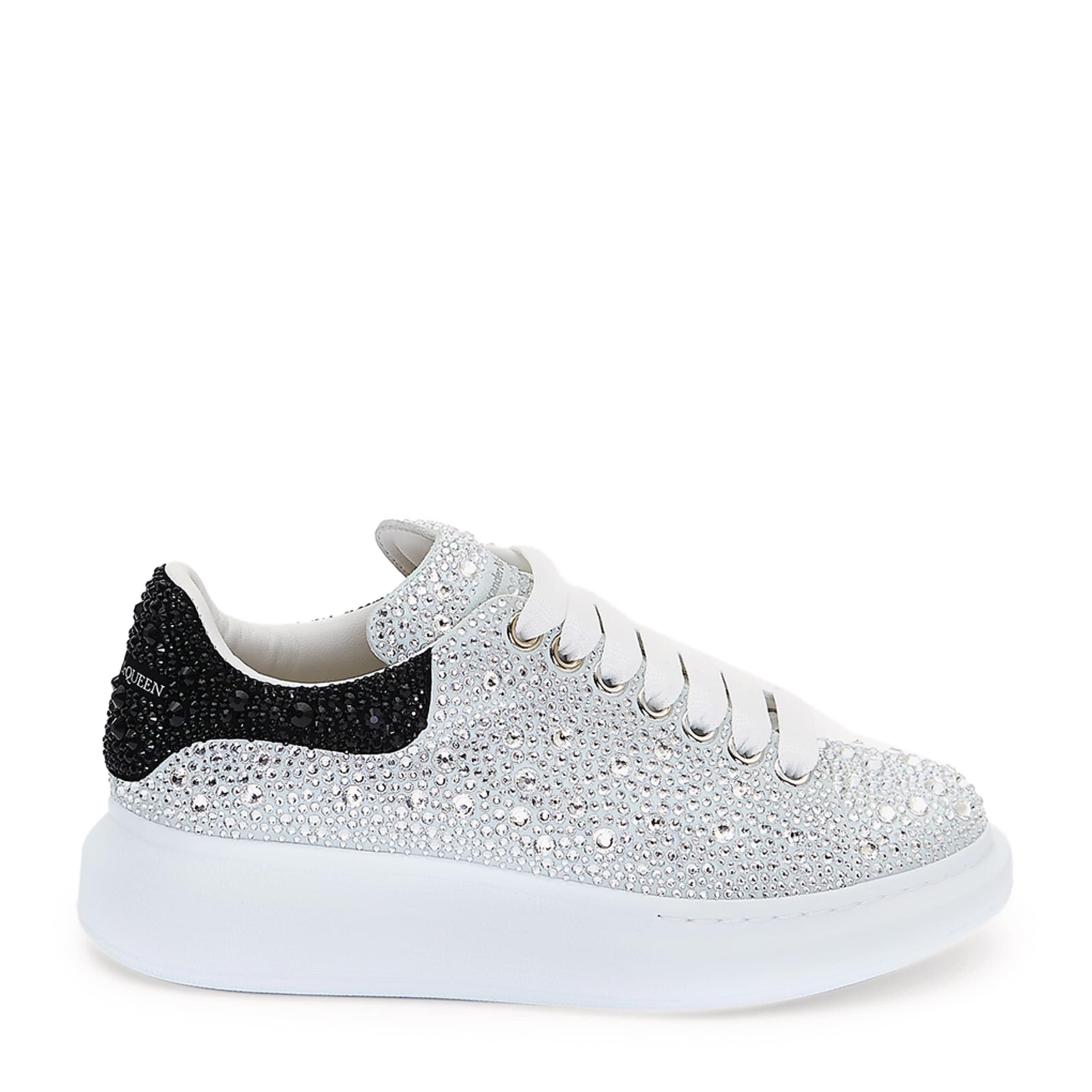 McQueen Nude Leather Crystal-Embellished Oversized Sneakers