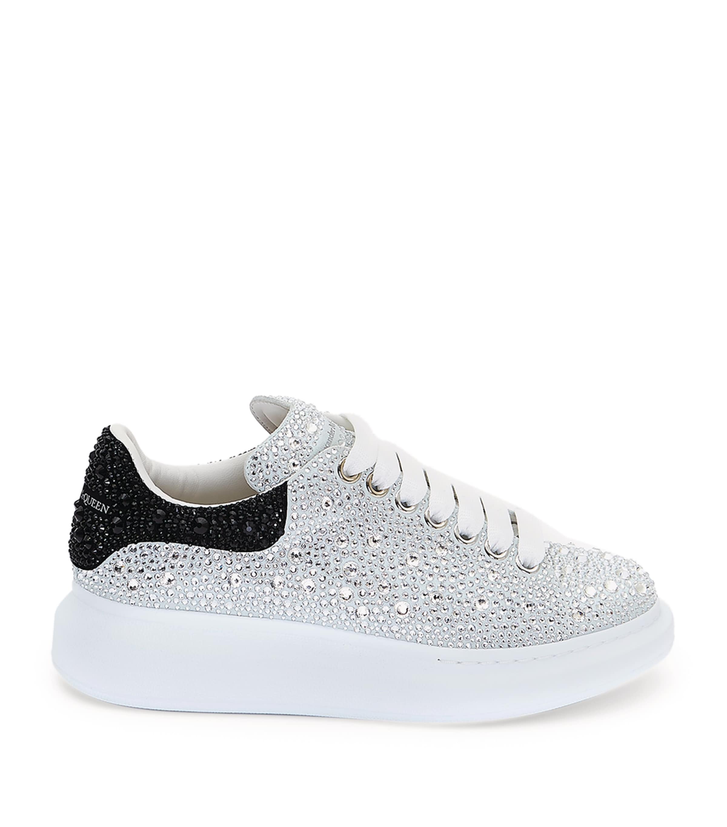 McQueen Nude Leather Crystal-Embellished Oversized Sneakers