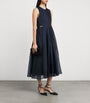 Max Mara Blue Silk Pleated Midi Dress