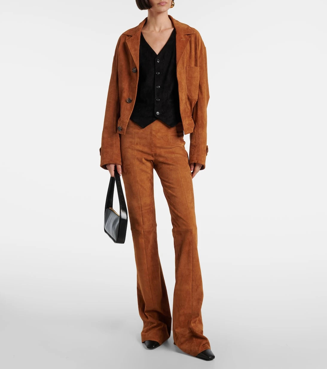 Stouls - Gégé high-rise suede flared pants