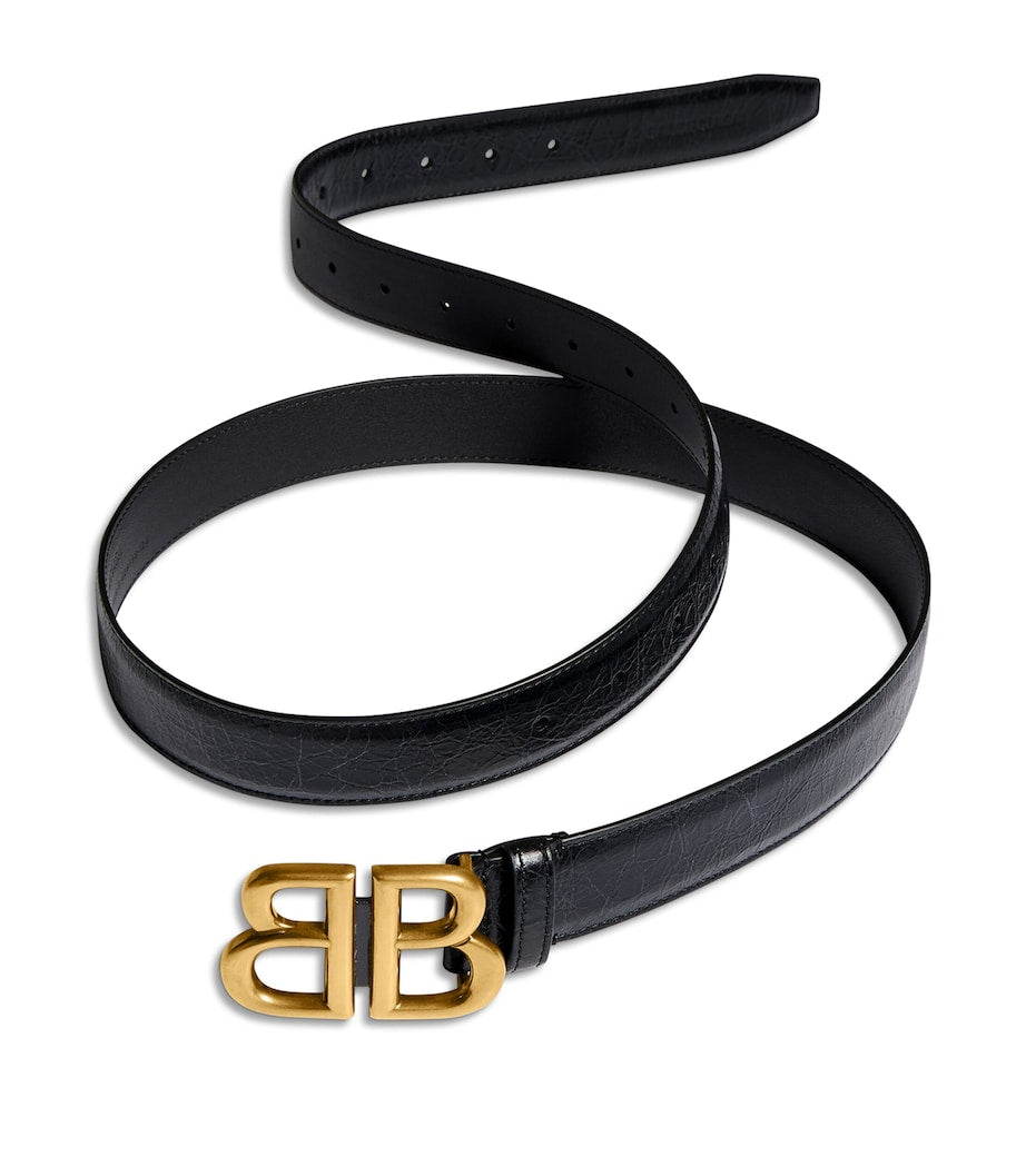Balenciaga Black Calfskin Logo Belt