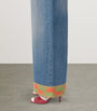 Valentino Blue Decorated-Trim Wide-Leg Jeans