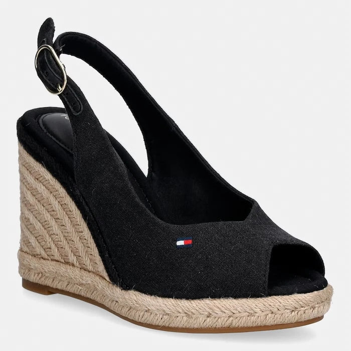 Tommy Hilfiger eğimli platformlu sandalet FLAG HIGH WEDGE ESPAD SLINGBACK
