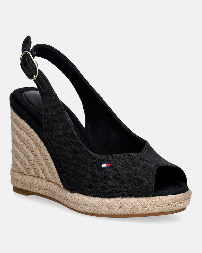 Tommy Hilfiger eğimli platformlu sandalet FLAG HIGH WEDGE ESPAD SLINGBACK
