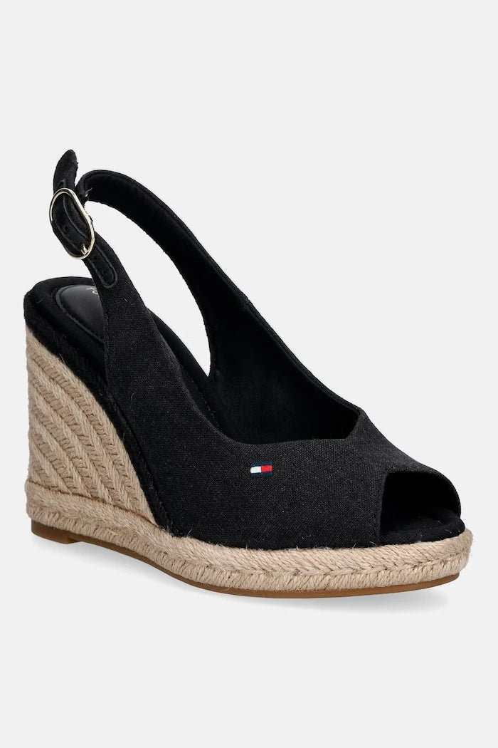 Tommy Hilfiger eğimli platformlu sandalet FLAG HIGH WEDGE ESPAD SLINGBACK