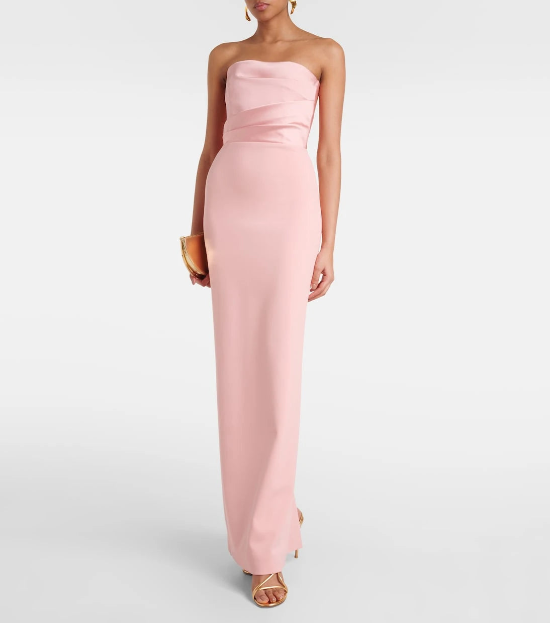 Solace London - Afra crêpe and satin bustier gown