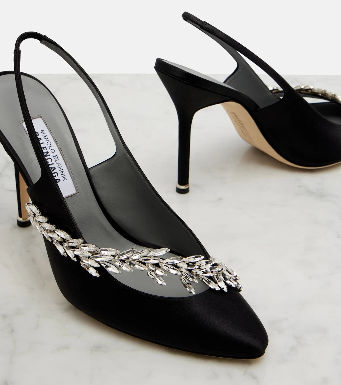 Balenciaga - x Manolo Blahnik satin slingback pumps