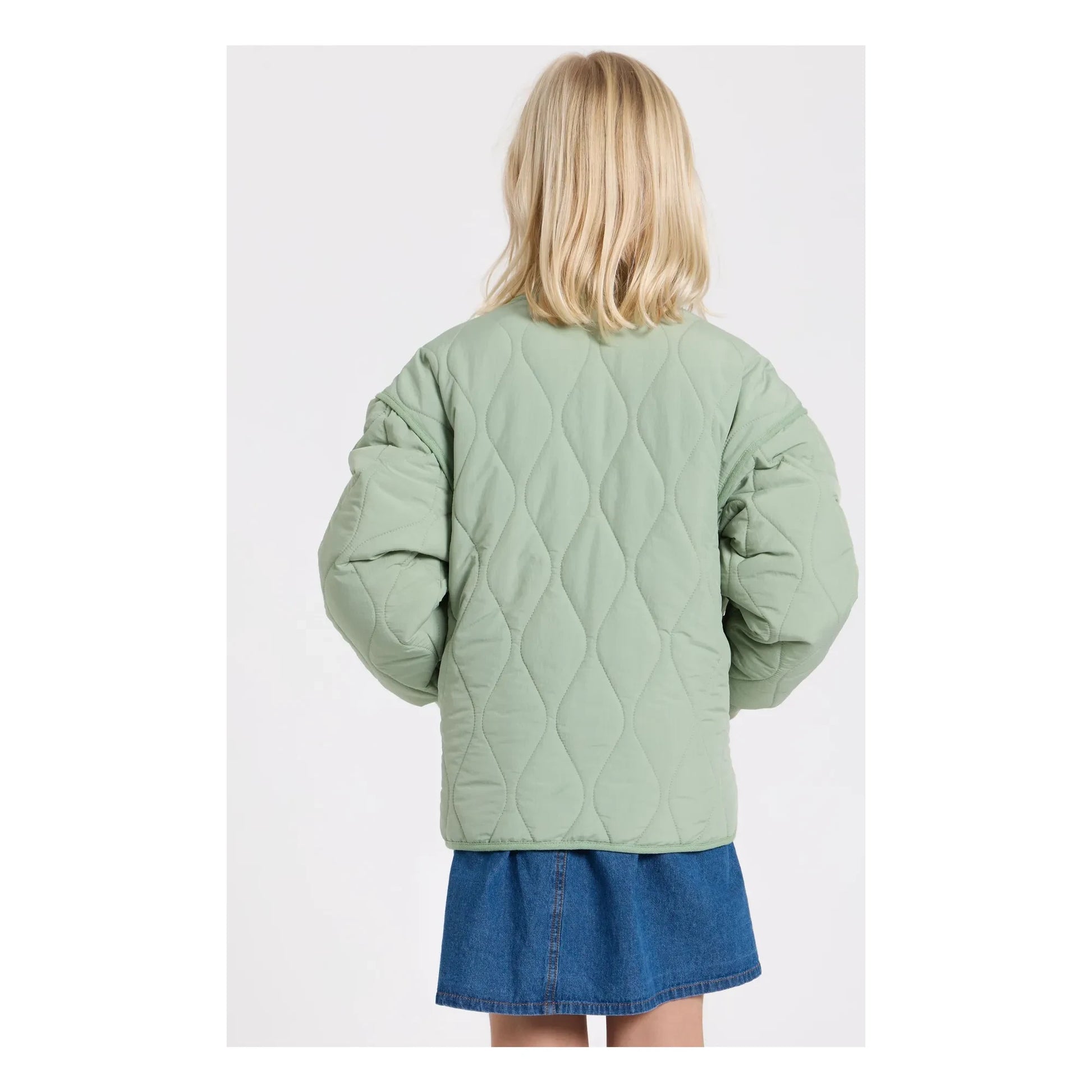 Hundred Pieces - Fuzzy Quilted Bomber | Sage