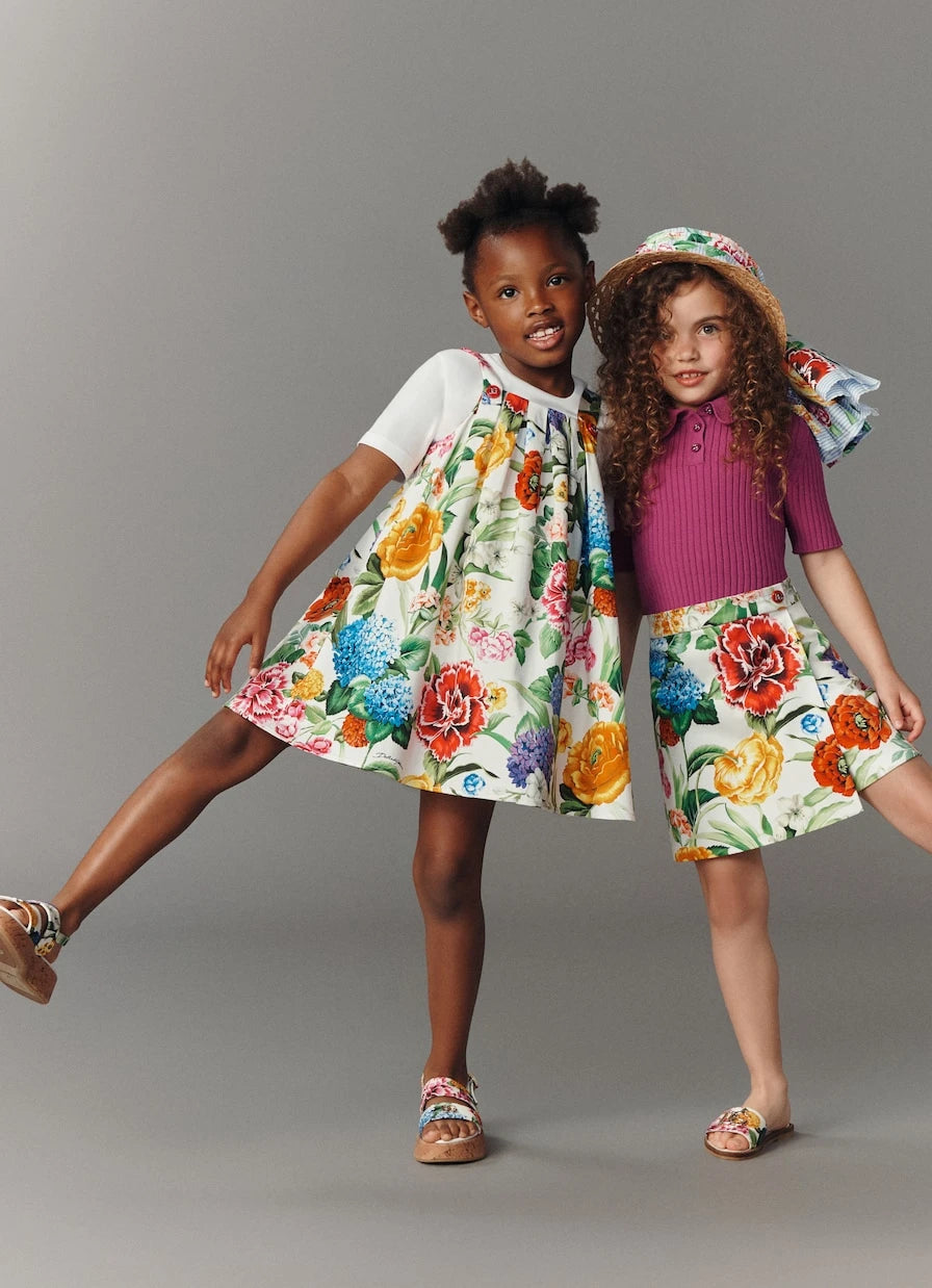 Dolce&Gabbana Kids - فستان قطني بنقشة زهور