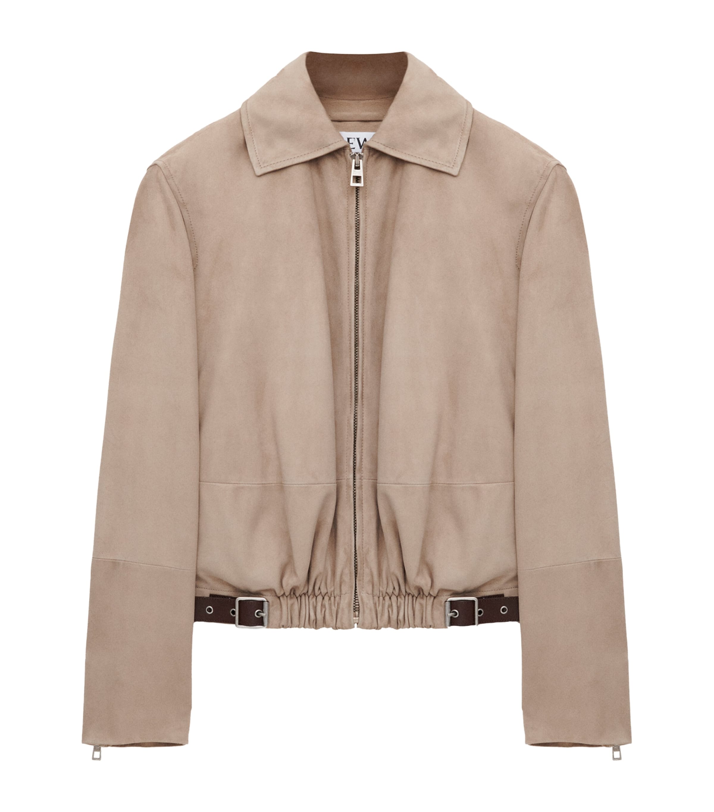 Beige Suede Buckled Shirt Jacket
