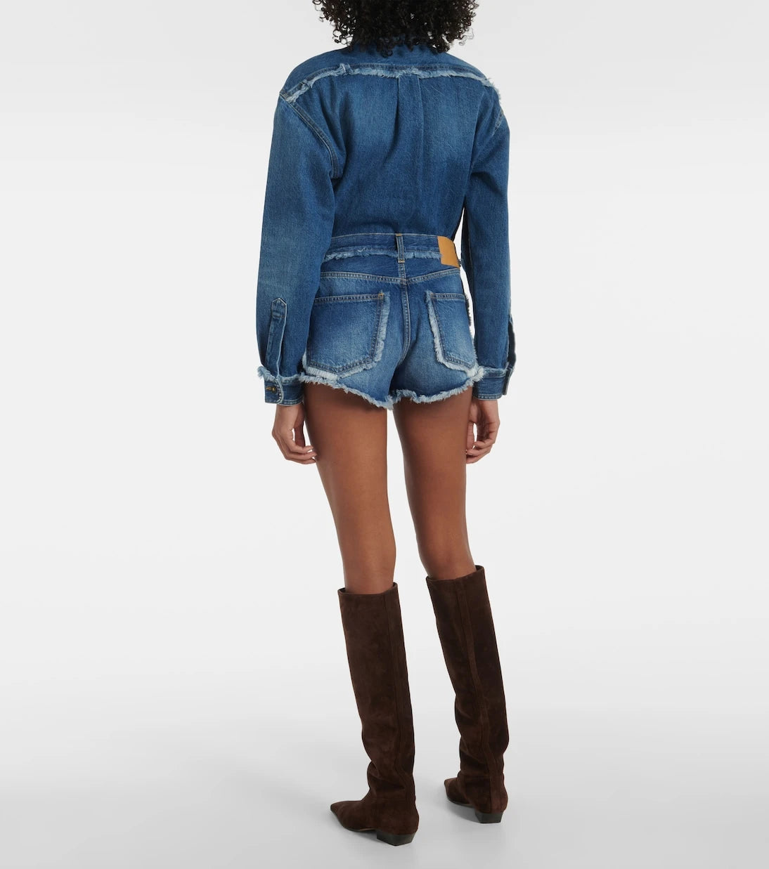 Alanui - Fringed denim shorts