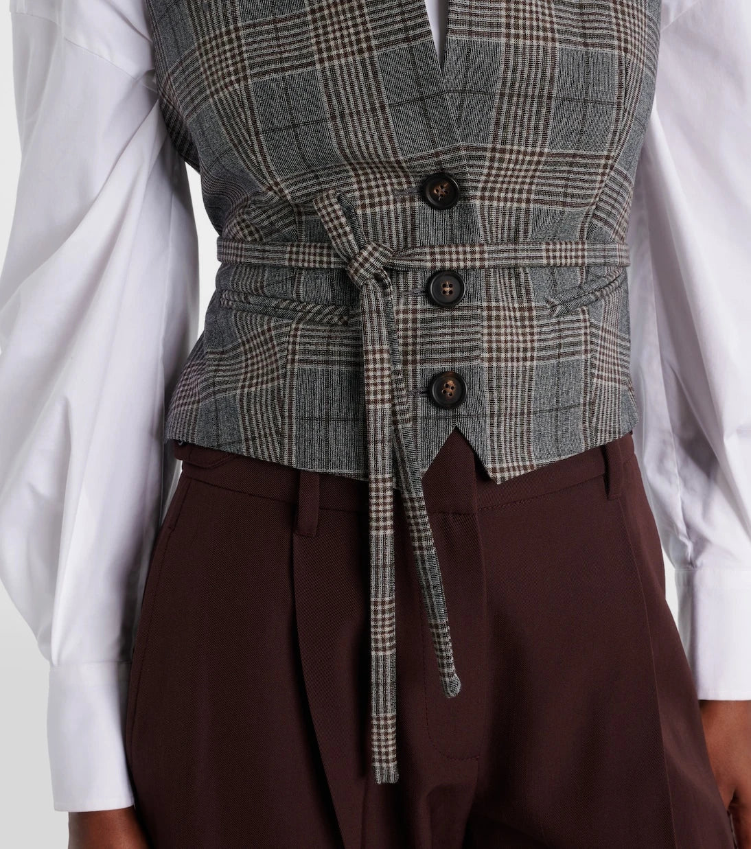 Brunello Cucinelli - Belted checked virgin wool vest