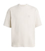 White Stretch-Cotton Ribbed Logo Oversized T-Shirt