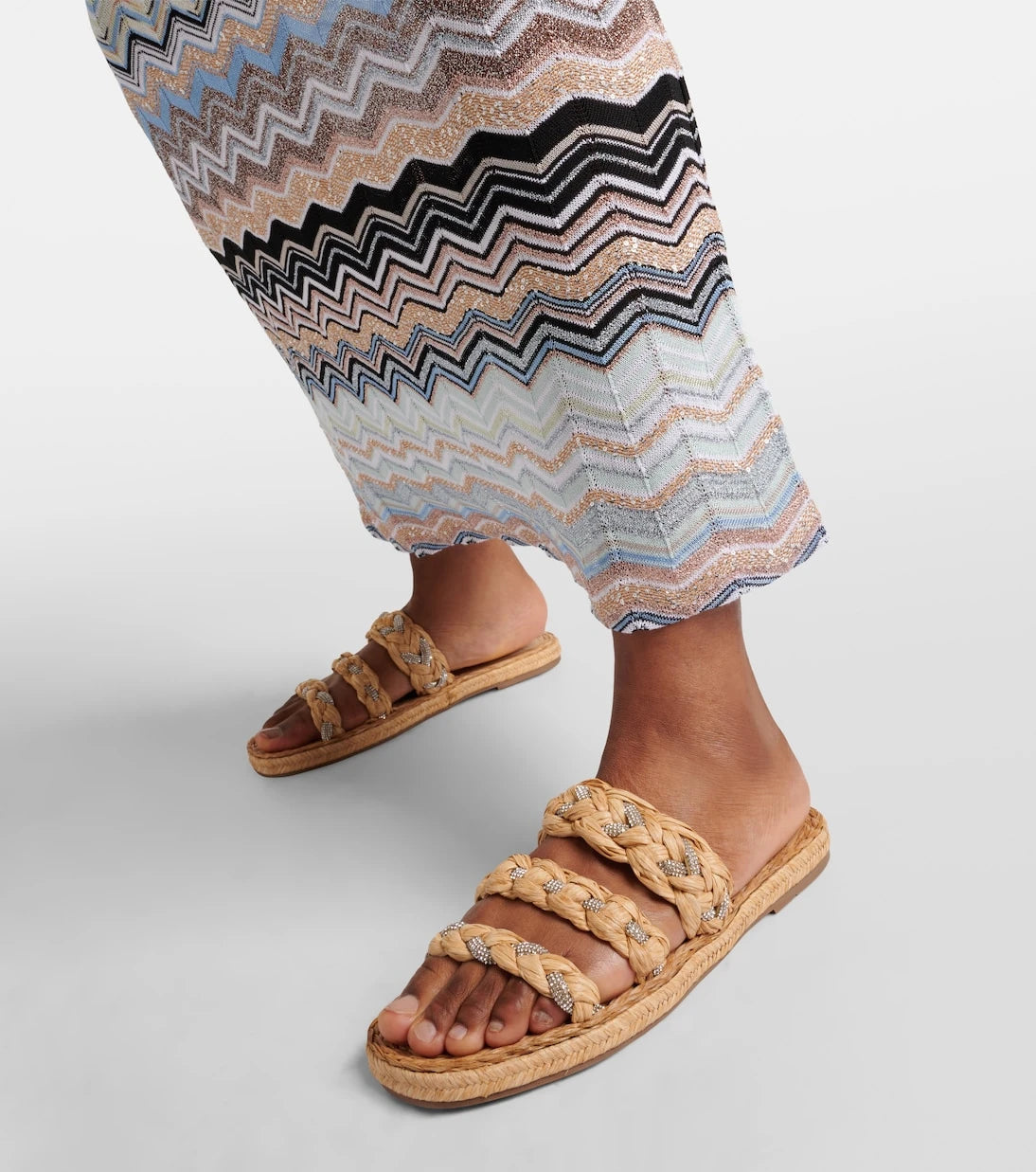 Aquazzura - Costiera embellished raffia sandals