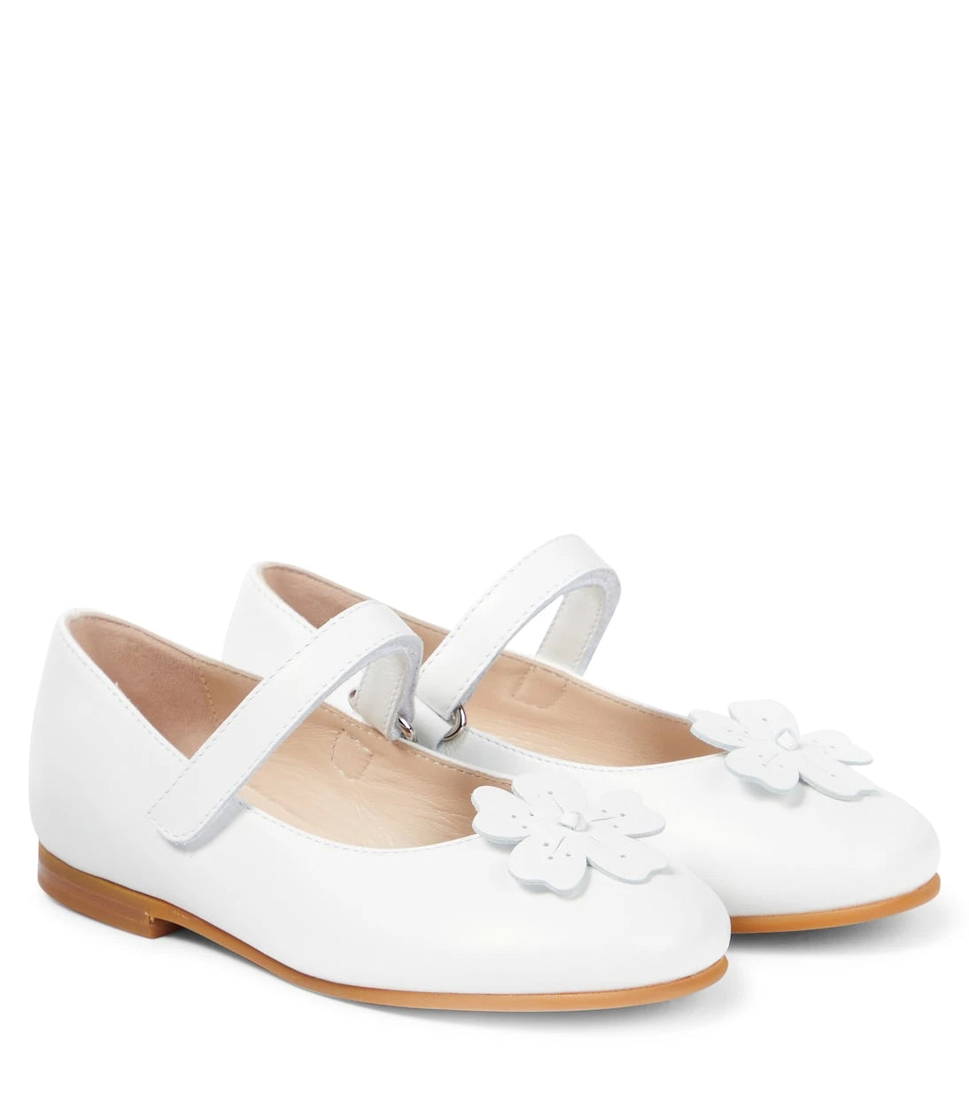 Il Gufo - Floral-appliqué leather Mary Jane flats