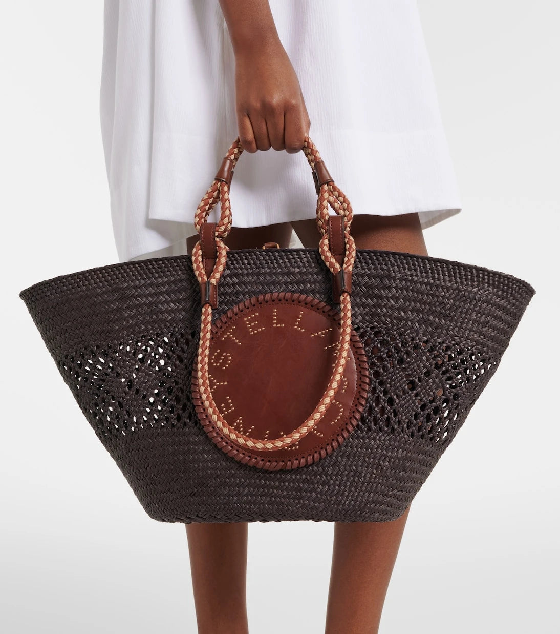 Stella McCartney - Logo Large raffia basket bag