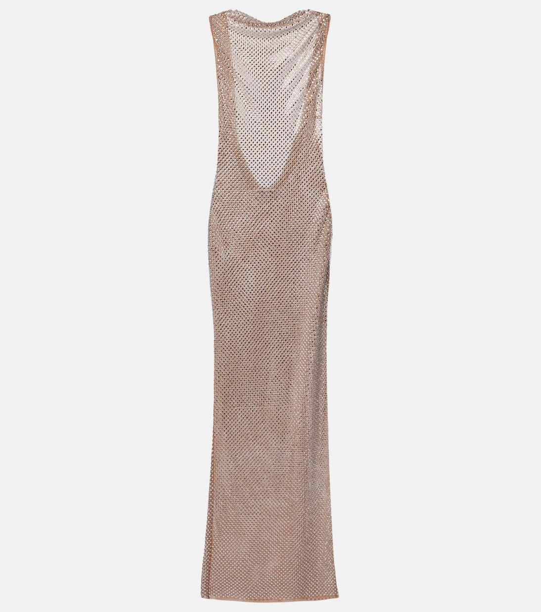 Self-Portrait - Rhinestone draped open-back maxi dress
