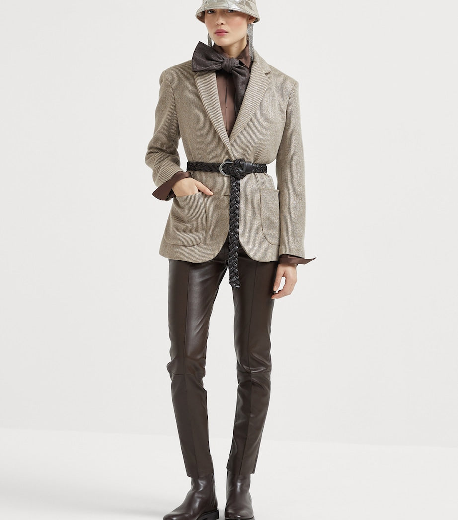 Brunello Cucinelli Brown Leather Slim Leggings