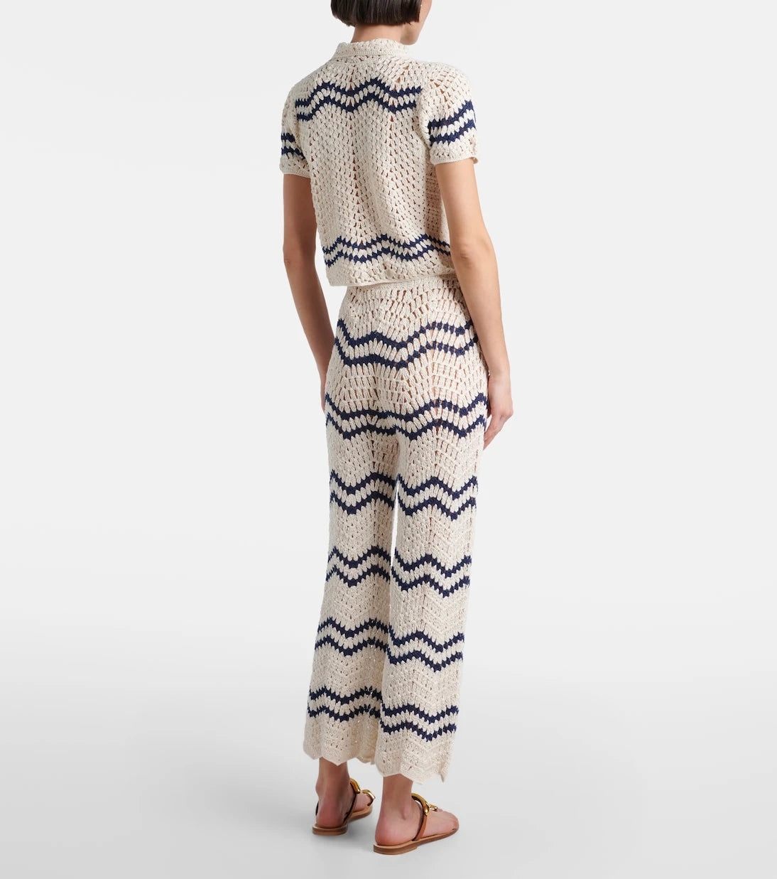 Anna Kosturova - Nautical chevron crochet cotton shirt