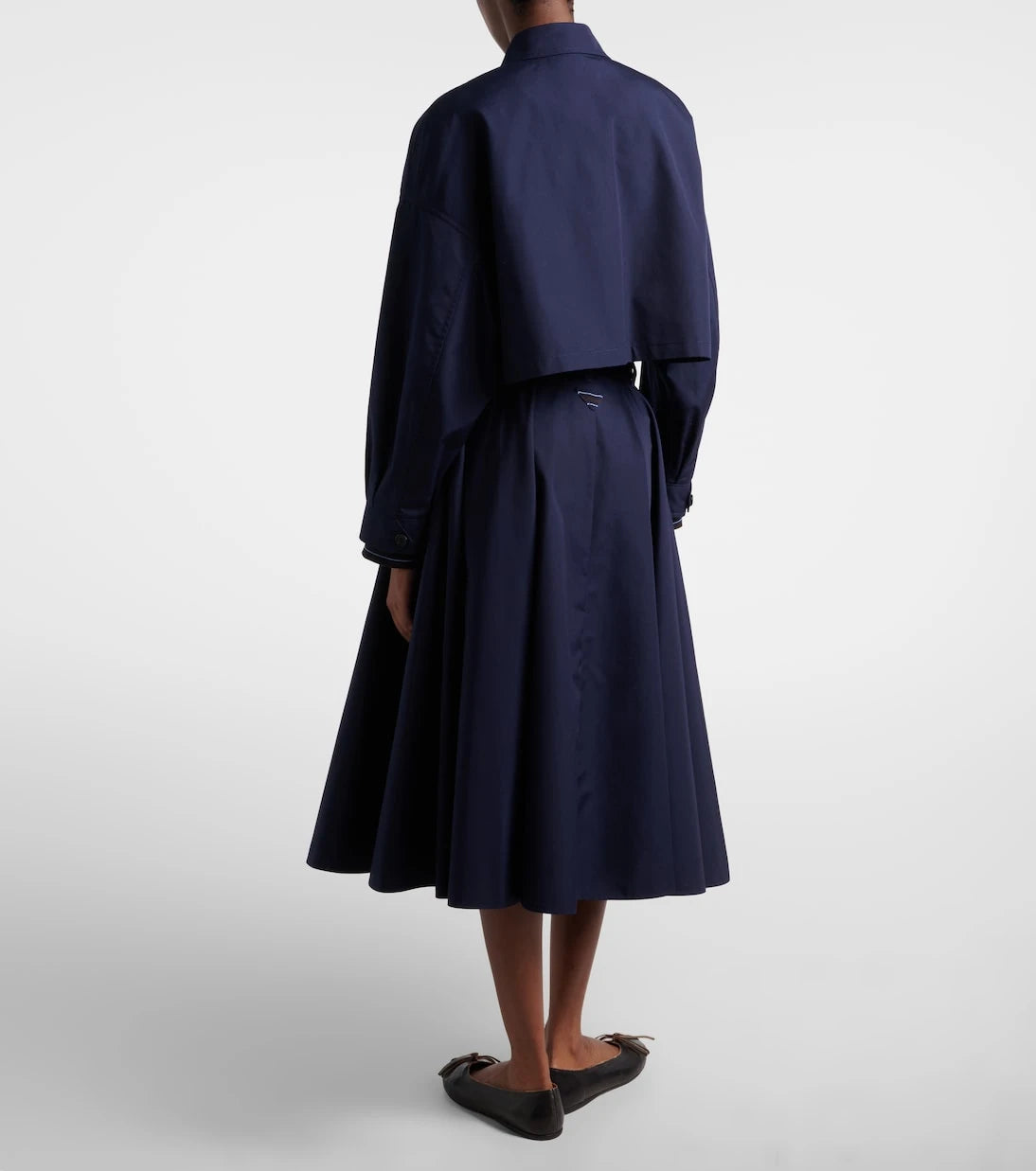 Prada - Belted poplin midi skirt