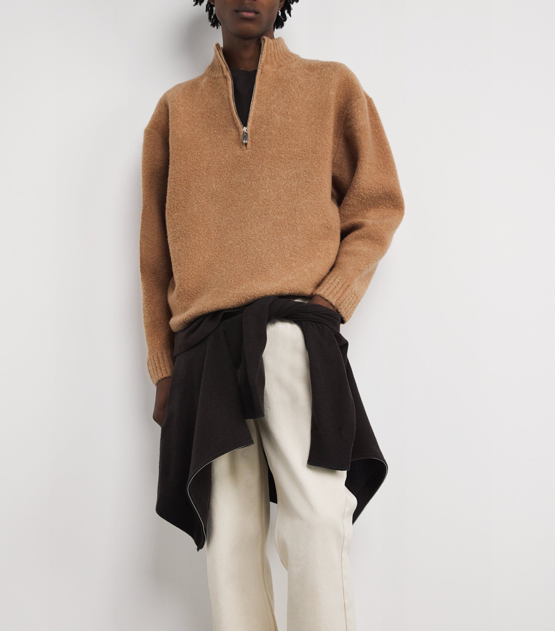 Le 17 Septembre Beige Wool-Blend Half-Zip Sweater