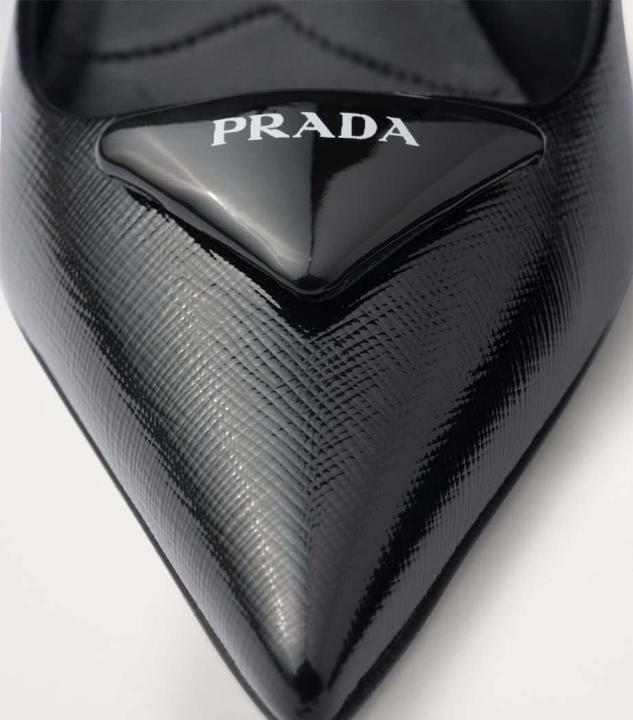 Prada Black Saffiano Leather Slingback Pumps 75