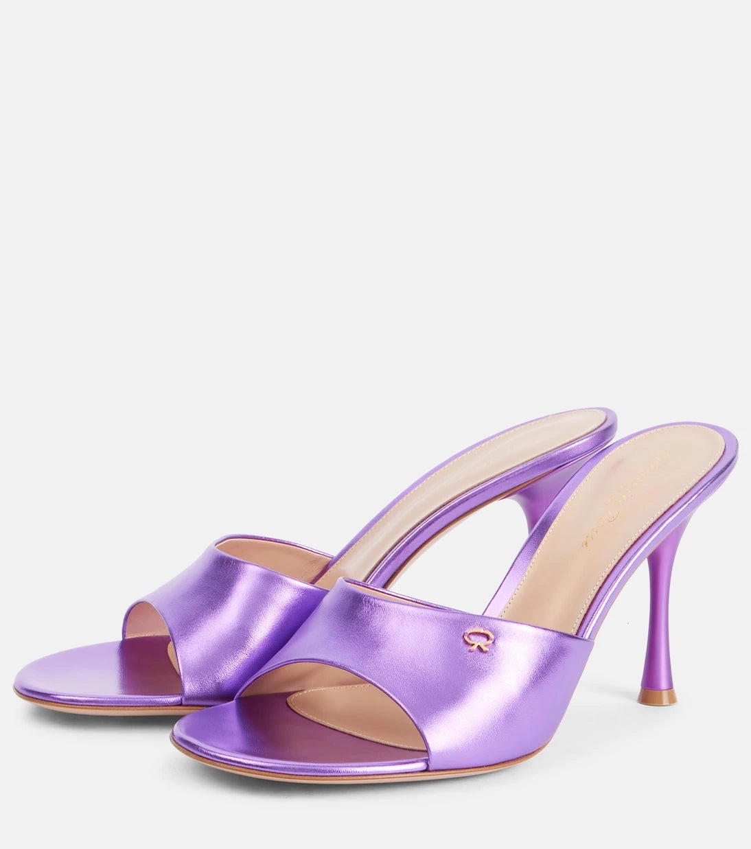Gianvito Rossi - Logo metallic leather mules