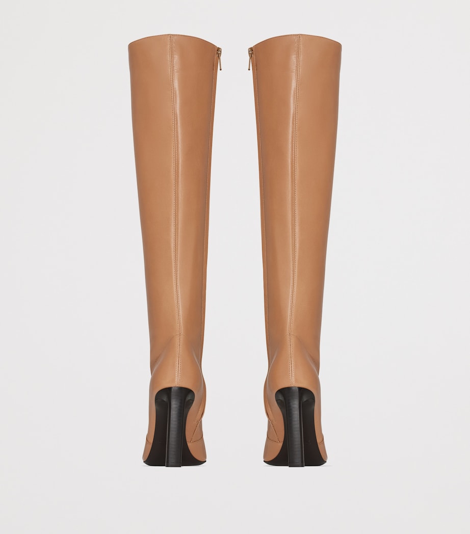 Saint Laurent Brown Lambskin Francoise Knee-High Boots 95