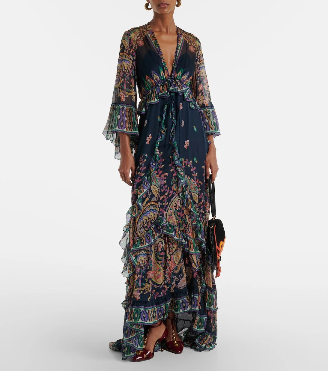 Etro - Paisley tiered silk chiffon gown