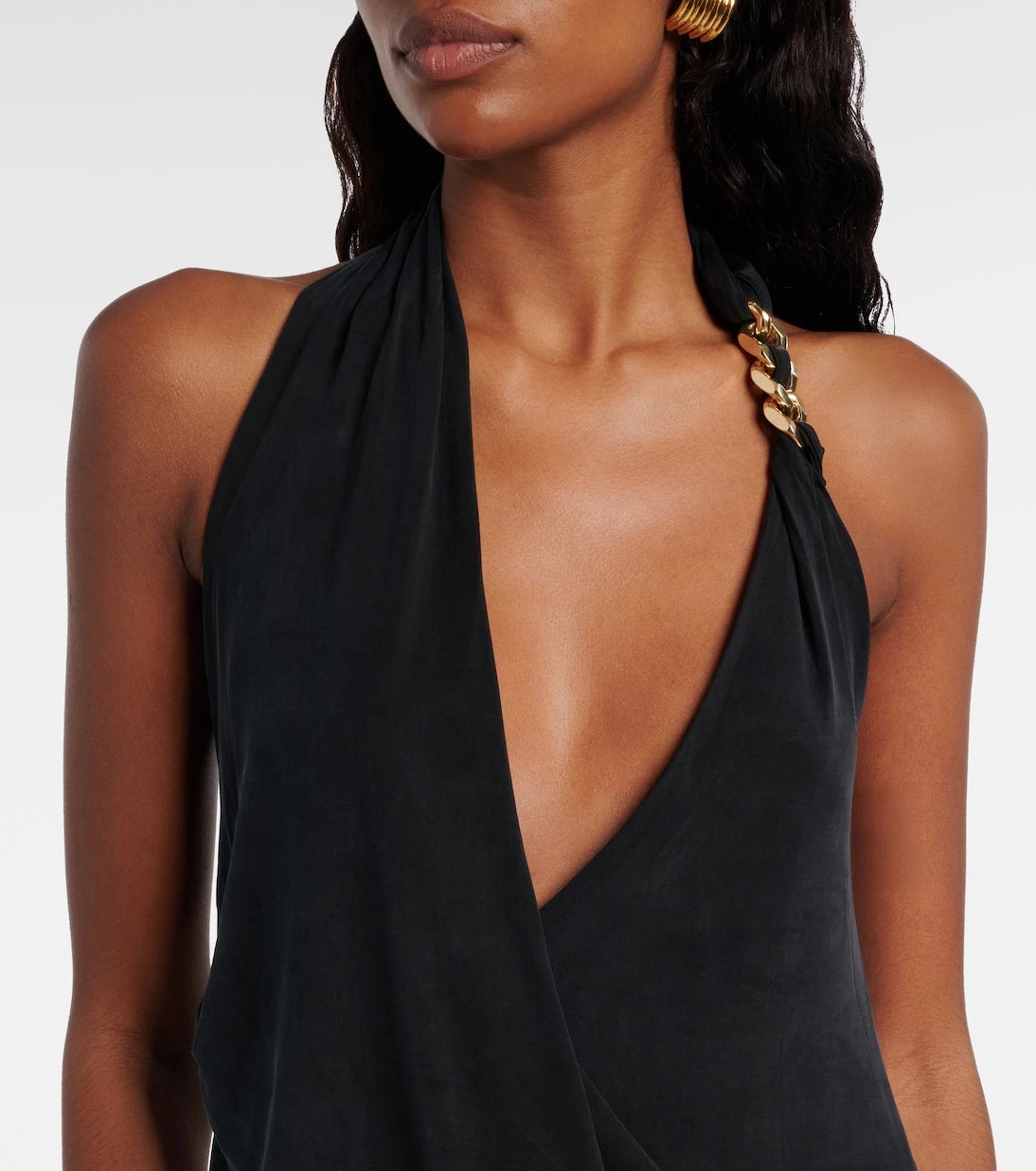 Balmain - Draped halterneck jersey minidress